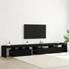 Image de Meubles TV vidaXL 3 pcs avec Ã©clairage LED en chÃªne noir en bois d'ingÃ©nierie, Meubles TV vidaXL avec Ã©clairage LED 2 pcs ChÃªne Noir 75x35x40 cm Bois d'ingÃ©nierie