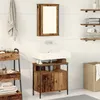 Image de Ensemble de mobilier de salle de bain 2 piÃ¨ces en bois ancien et en bois d'ingÃ©nierie