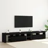 Image de Meubles TV vidaXL 2 pcs avec lumiÃ¨res LED chÃªne noir bois d'ingÃ©nierie, Support TV vidaXL avec lumiÃ¨res LED - ChÃªne noir, 90x35x40 cm, fabriquÃ© en bois d'ingÃ©nierie