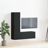 Image de Ensemble de meuble TV 3 piÃ¨ces en chÃªne noir en bois d'ingÃ©nierie