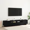 Image de Meuble TV vidaXL avec lumiÃ¨res LED en chÃªne noir 200x35x40 cm