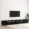 Image de Meuble TV vidaXL avec des lumiÃ¨res LED en chÃªne noir 300x35x40 cm en bois agglomÃ©rÃ©