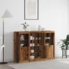 Image de Vidaxl Buffet Avec LumiÃ¨res Led Bois Ancien 142.5x37x100 Cm Bois D'ingÃ©nierie