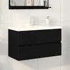 Image de Meuble sous lavabo vidaXL avec vasque intÃ©grÃ©e ChÃªne noir Bois d'ingÃ©nierie, Meuble sous lavabo vidaXL ChÃªne noir 80x38,5x45 cm Bois d'ingÃ©nierie