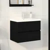 Image de Cabinet de lavabo vidaXL en MDF chÃªne noir avec lavabo intÃ©grÃ©, Meuble de lavabo vidaXL chÃªne noir 60x38,5x45 cm