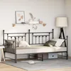 Image de vidaXL Lits & Cadres de Lit Noir Acier 107 x 203 cm Convertible