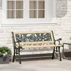 Image de Banc De Jardin Vidaxl Avec Dossier Ã Motif De Roses 116 Cm En Bois