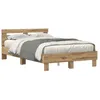 Image de Vidaxl Cadre De Lit En ChÃªne ChÃªne Artisan Bois Massif 135 X 190 Cm