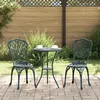 Image de Ensemble De Jardin Bistro 3 PiÃ¨ces Vert En Aluminium Style Fonte