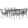 Image de vidaXL Ensemble Ã  manger de jardin 7pcs noir poly rotin verre
