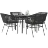 Image de vidaXL Ensemble Ã  manger de jardin et coussins 5 pcs noir rotin verre