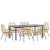 Image de Vidaxl Ensemble Ã Manger Jardin 7pcs Marron Rpoly Otin Verre