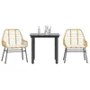 Image de vidaXL Ensemble Ã  manger jardin coussins 3pcs marron poly rotin verre