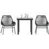 Image de vidaXL Ensemble Ã  manger de jardin et coussins 3 pcs noir rotin verre