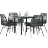 Image de vidaXL Ensemble Ã  manger de jardin et coussins 5 pcs noir rotin verre