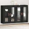 Image de Armoire murale vidaXL Set de 2 ChÃªne noir Bois massif, verre