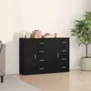 Image de vidaXL Buffet Set de 2 ChÃªne Noir Bois, PoignÃ©es en MÃ©tal Moyen Buffet