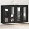 Image de Buffet mural vidaXL Ensemble de 2 ChÃªne noir Bois d'ingÃ©nierie, Verre
