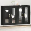 Image de Buffet mural vidaXL Ensemble de 2 ChÃªne noir Bois, Verre