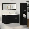 Image de vidaXL Ensemble de meubles de salle de bain 3 piÃ¨ces en chÃªne noir en bois agglomÃ©rÃ©