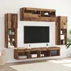 Image de vidaXL Ensemble De 8 UnitÃ©s Murales TV Avec Ãclairage LED En Bois Ancien En Bois D'ingÃ©nierie