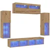 Image de Armoires Murales TV vidaXL avec Ãclairage LED 2 pcs ChÃªne Artisanal 80x30x30 cm, Armoires Murales TV vidaXL avec Ãclairage LED 2 pcs ChÃªne Artisanal 60x30x40 cm