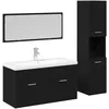 Image de Ensemble de meubles de salle de bain 2 piÃ¨ces vidaXL ChÃªne noir Bois d'ingÃ©nierie, Cabinet mural salle de bain vidaXL en chÃªne noir, 30x30x130 cm, en bois d'ingÃ©nierie