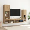 Image de Meuble Tv Vidaxl Avec LumiÃ¨res Led ChÃªne Artisan 40.5x30x102 Cm, Meubles Muraux Tv Vidaxl Avec LumiÃ¨res Led 2 Pcs ChÃªne Artisan 80x30x30 Cm