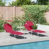 Image de Vidaxl Transats Pliants 2 Pcs Avec Auvent Tissu Oxford Rouge 600d