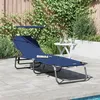 Image de Vidaxl Chaise Longue Pliante Avec Auvent Bleu En Tissu Oxford 600d
