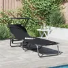 Image de Vidaxl Transat Pliant Avec Auvent En Tissu Oxford 600d Noir
