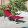 Image de Vidaxl Chaise Longue Pliante Avec Auvent Rouge En Tissu Oxford 600d