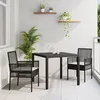 Image de Ensemble De Salle Ã Manger De Jardin En 3 PiÃ¨ces Avec Coussins En Poly Rattan Noir