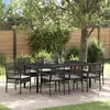 Image de vidaXL Set de 5 Noir Poly rotin, acier avec finition poudre, verre trempÃ©