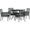 Image de vidaXL Set de salle Ã  manger jardin 5 piÃ¨ces Noir poly rotin