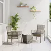 Image de Set De Bistro De Jardin 3 PiÃ¨ces Avec Coussins Gris En Poly Rattan