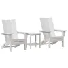 Image de Ensemble De Salon De Jardin Vidaxl 3 PiÃ¨ces Blanc Hdpe, Chaise Adirondack Pliable Vidaxl Blanche 74.5x80.5x90 Cm Hdpe, Table D'appoint Adirondack Vidaxl Blanche 38x38x45 Cm Hdpe