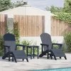 Image de Ensemble De Salon De Jardin 3 PiÃ¨ces Vidaxl Bleu Marine Hdpe, Chaise Adirondack Avec Repose-Pieds Vidaxl Bleu Marine Hdpe, Table D'appoint Adirondack Vidaxl Bleu Marine 38x38x46 Cm Hdpe
