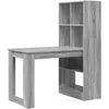 Image de vidaXL Bureau avec Ã©tagÃ¨re avec stockage Gris Sonoma 122 x 67 x 145 cm