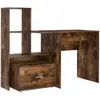 Image de Vidaxl Bureau ChÃªne FumÃ© 131,5 X 50 X 106,5 Cm Bois D'ingÃ©nierie