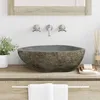Image de vidaXL Bassin Gris clair (46-52) x (35-40) x 15 cm Pierre de RiviÃ¨re