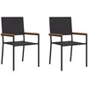 Image de Vidaxl Chaises De Jardin Empilables Avec Coussins - Set De 2 PiÃ¨ces En Rattan Poly Noir