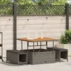 Image de Ensemble De Salle Ã Manger De Jardin 3 PiÃ¨ces Avec Coussins Gris En Poly Rattan Et Acacia