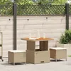 Image de Ensemble De Salle Ã Manger De Jardin 3 PiÃ¨ces Avec Coussins En Beige En Poly Rotin Et Acacia