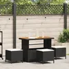 Image de Set De Jardin En 4 PiÃ¨ces Avec Coussins En Poly Rattan Noir Et Acacia