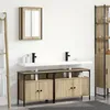 Image de Cabinet De Salle De Bain Vidaxl 3 PiÃ¨ces En Bois D'ingÃ©nierie ChÃªne De Sonoma, Cabinet De Lavabo Vidaxl ChÃªne De Sonoma 80x30x60 Cm En Bois D'ingÃ©nierie