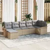 Image de Vidaxl Ensemble De CanapÃ© De Jardin 7 PiÃ¨ces Avec Coussins Beige Poly Rattan