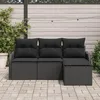 Image de Ensemble De CanapÃ©s De Jardin Vidaxl 4 PiÃ¨ces Avec Coussins Noir Poly Rattan, CanapÃ© De Jardin 2 Places Vidaxl Avec Coussins Noir Poly Rattan