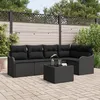 Image de Ensemble De CanapÃ©s Jardin 6 PiÃ¨ces Avec Coussins Beige En Rattan Poly, CanapÃ© De Jardin 2 Places Avec Coussins Noir En Rattan Poly