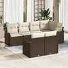 Image de Vidaxl Ensemble De CanapÃ© De Jardin 7 PiÃ¨ces, Coussins Marron En Poly Rotin, Vidaxl CanapÃ© De Jardin 2 Places, Coussins Marron En Poly Rotin